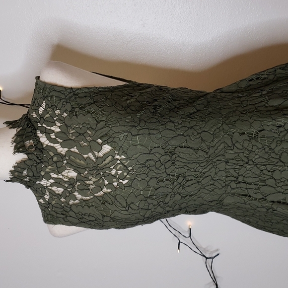 NEW Keepsake Porcelain Green Lace Open Back Dress Mini Keyhole Bohemian Summer - Picture 10 of 16